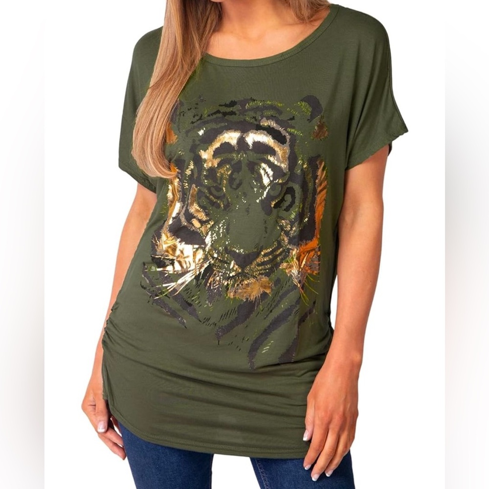 KRISP Women Oversized Casual Baggy Tiger T-shirt